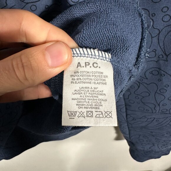 A.P.C. Cotton All Over Print Sweatshirt Size Medium Blue - Picture 3 of 6